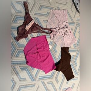 Victoria's Secret Lace and Solid Underwear Set in Pink and Brown